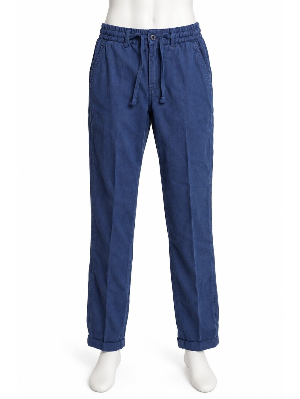 Zanella Draw Men's 32 Blue Linen Blend Drawstring Pants